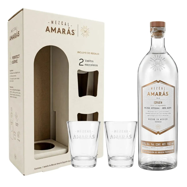Mezcal Amarás Espadín Joven 750ml + 2 Vasitos Mezcaleros