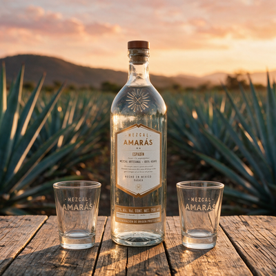 Mezcal Amarás Espadín Joven 750ml + 2 Vasitos Mezcaleros