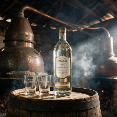 Mezcal Amarás Espadín Joven 750ml + 2 Vasitos Mezcaleros